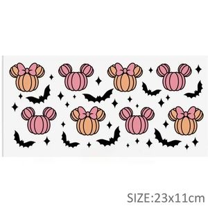 Cute Spooky Pumpkin Bat Mickey and Minnie Sticker Cup Wrap